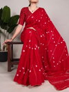 Red Colour Viscose Chanderi Printed Saree Bulk Orders In India